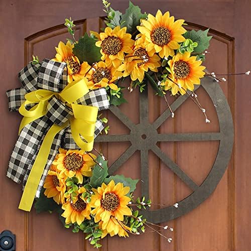 Summer Sunflower Bee Wreath for Front Door Decor