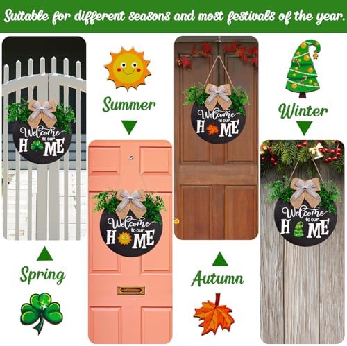 Interchangeable Seasonal Welcome Sign Front Door Decor - Home Porch Display Decorations