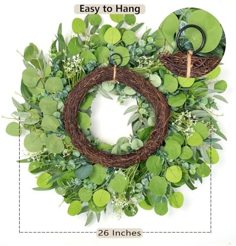 26 Inch Eucalyptus Wreath for Front Door Year Round