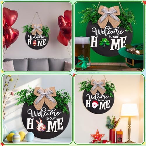 Interchangeable Seasonal Welcome Sign Front Door Decor - Home Porch Display Decorations