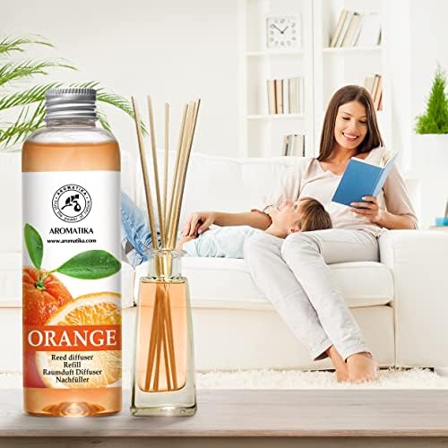 Aroma Organic Reed Diffuser Refill with Natural Orange Essential Oil 200ml