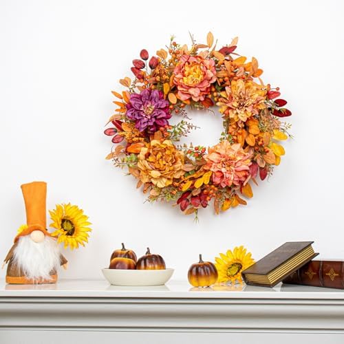 VioletEverGarden 22 Inch Autumn Wreath for Front Door