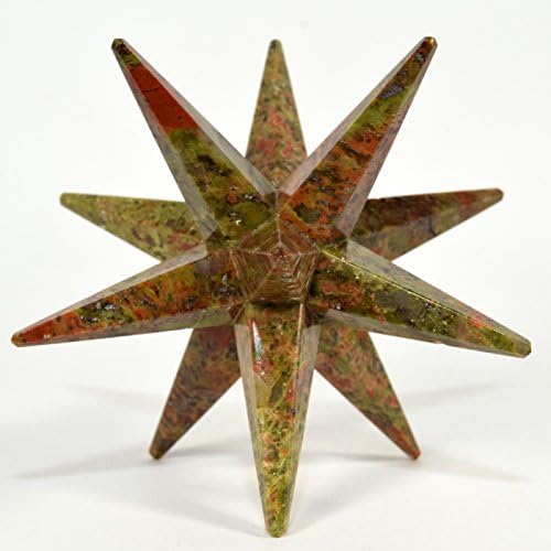 HC Set 34 Inch Unakite Merkaba Star with Clear Quartz Cabochon