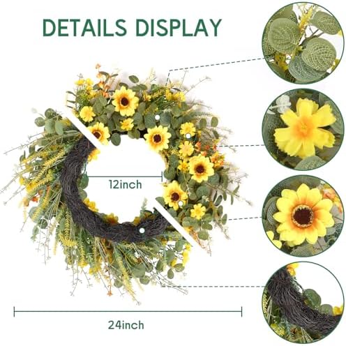 24 Yellow Sunflower Wreath with Headband and DIY Accessories