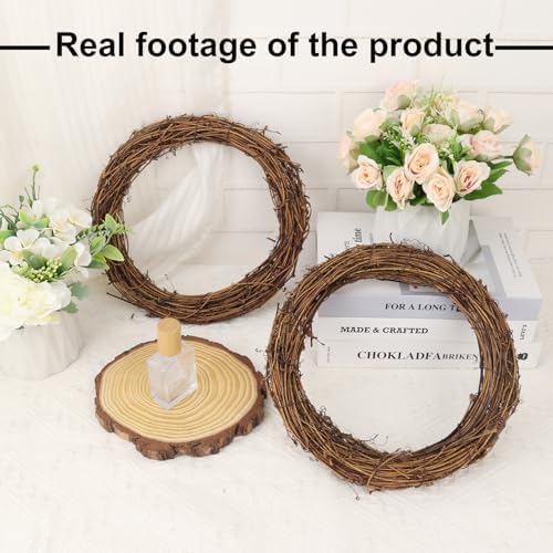 7PCS 10 Inch Natural Rattan Wreaths for Decor