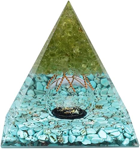 Nupuyai Tree of Life Orgone Pyramid with Crystal Sphere for Meditation and Healing