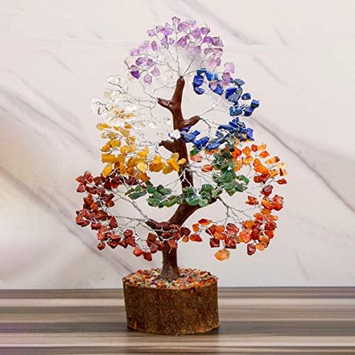 Crocon Seven Chakra Gemstone Tree Feng Shui Figurine Money Bonsai Set