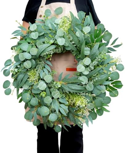 26 Inch Eucalyptus Wreath for Front Door Year Round