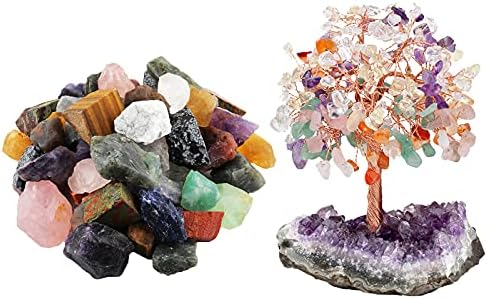 Mookaitedecor Bundle - 2 Items Natural Raw Crystals Chakra Crystal Tree