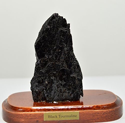 HQRP Black Tourmaline Cluster on Wood Base Natural Schorl Crystal