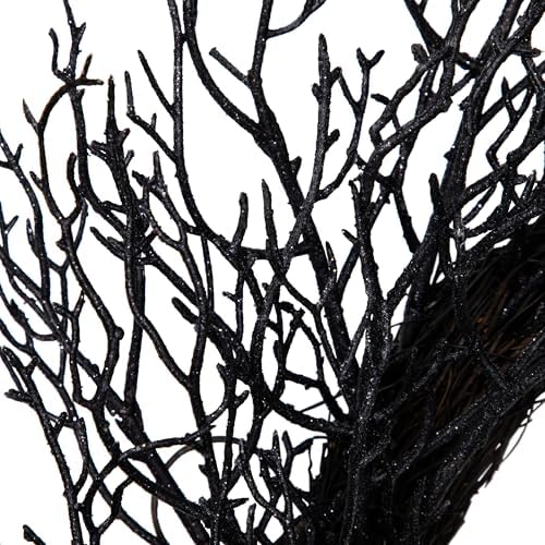 Northlight Glittered Twig Artificial Halloween Wreath - 24 Black