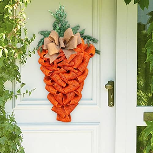 Easter Carrot Wreath with Bow and Eucalyptus Leaves