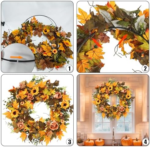 28 Inch Fall Wreath with Berries and Sunflowers