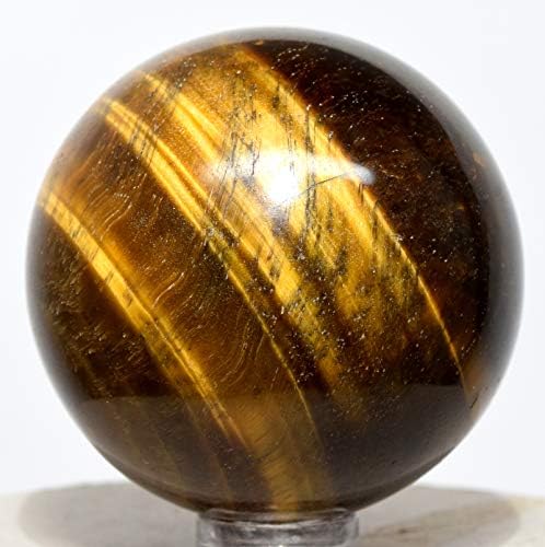 48mm Golden Tiger Eye Sphere with Stand for Home Decor