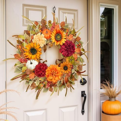 ICX 24-26 Inch Fall Wreath Front Door Decor