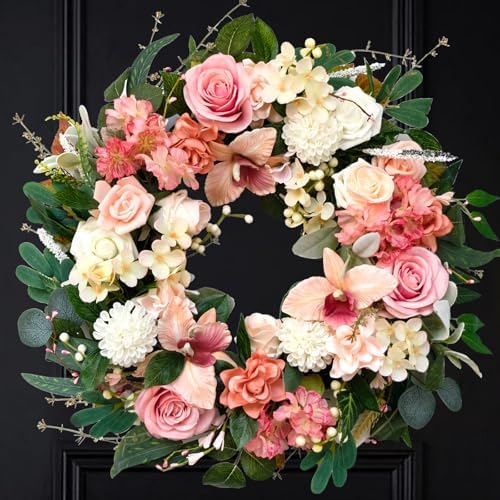 24 Inch Spring Flower Wreath for Front Door