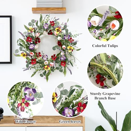 Huashen 22 Inch Summer Wreath for Front Door