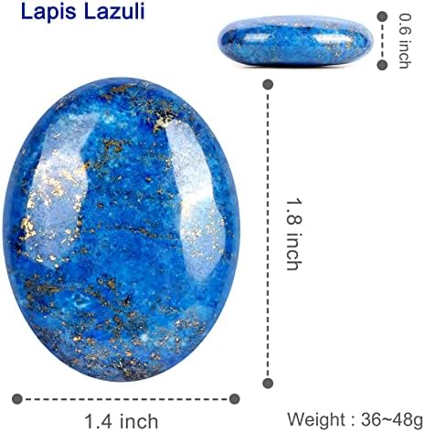 Chakra Worry Stones for Anxiety Lapis Lazuli Handcarved Pocket Stones 2PCS