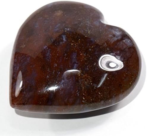 HQRP 64mm Moss Agate Puffy Heart with Stand