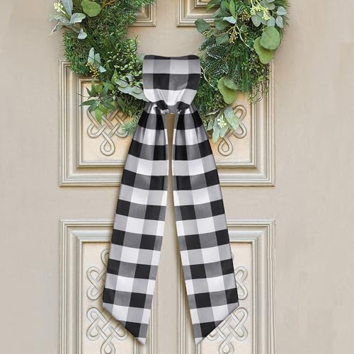 RunNico 2 Pack Plaid Door Wreath Sash