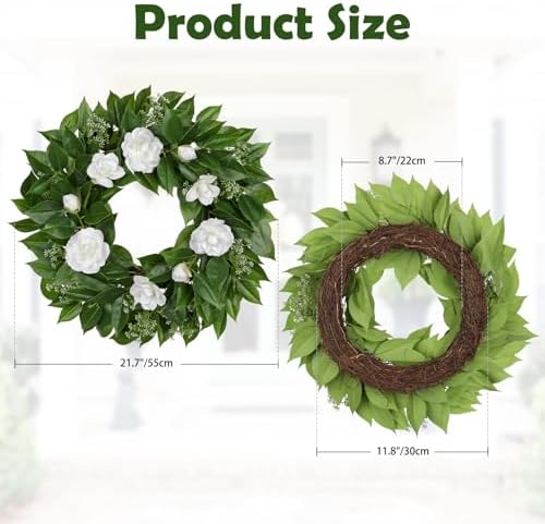 20 Inch Artificial Camellia Wreath for Front Door