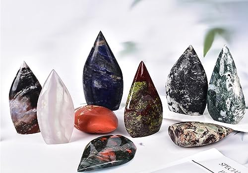 Blue-Veins Stone Healing Crystal Drop Shaped Quartz Wand Tower