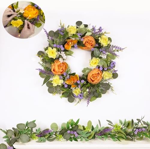 22 Inch Handmade Spring Wreath Front Door Decor