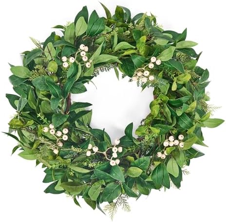 GENMOUS 24 Inch All Season Wreath for Front Door Decor