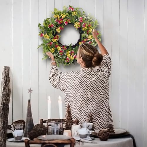 18 Inches Artificial Black-Eyed Daisy Wreath for Front Door