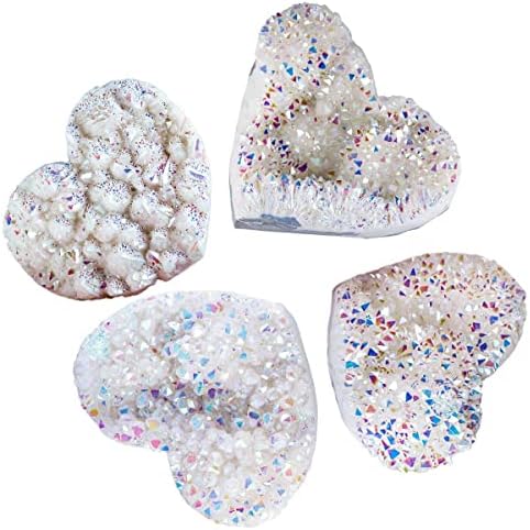 Rockcloud Titanium Coated Crystal AB Rough Stone Cluster Druzy Geode Figurine 2 Pcs