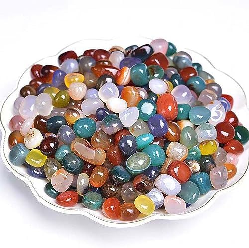 DECORN 1lb Bulk Natural Multicolor Agate Tumbled Stones for Decoration and Healing