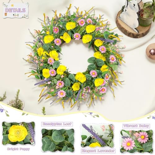 Zmtyykh 24 Inch Summer Wreath Front Door Decor