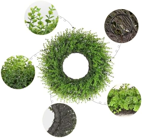 CYANBLOOM Boxwood Wreath for Front Door 24 Inch