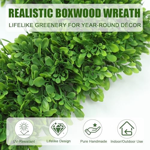 Artgar 20 Inch Boxwood Wreath for Front Door Decor