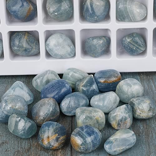 Blue Caribbean Calcite Tumbled Stones Collection Box
