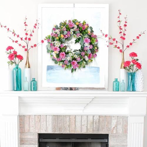22 Inch Artificial Flower Wreath Spring Summer Decor