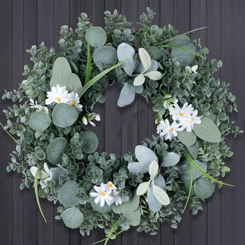 Gixie Home 20 Inch Artificial Eucalyptus Door Wreath