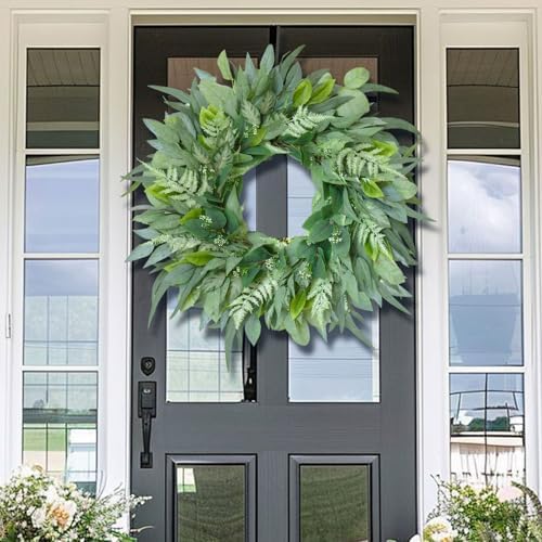 24-26 Inch Artificial Eucalyptus Wreath for Front Door