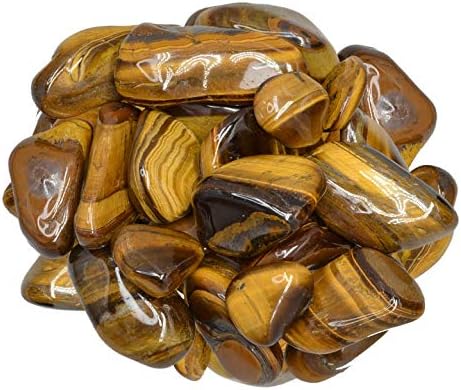 Hypnotic Gems 18 Lbs Golden Tiger Eye Tumbled Stones - Medium Size - 1 to 125
