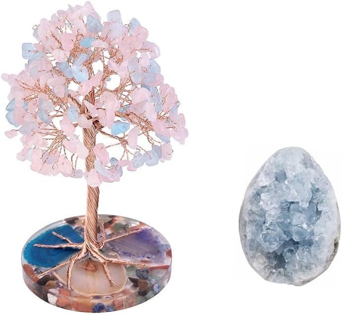 Rockcloud Blue Crystal Stones Desk Ornament Set Pack of 2