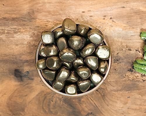 Golden Pyrite Tumbled Stones Bulk - 1 LB Natural Healing Crystals for Decor and Spirituality