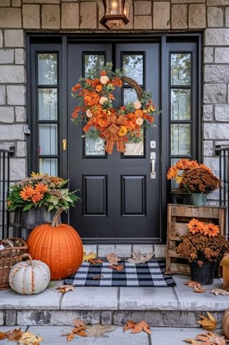 24 Inch Artificial Fall Wreath for Front Door