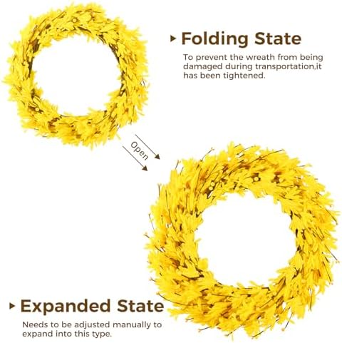 20 Artificial Forsythia Wreath Yellow Door Decor