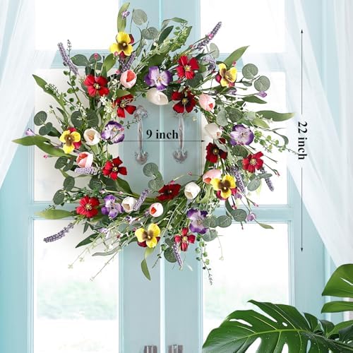 Huashen 22 Inch Summer Wreath for Front Door