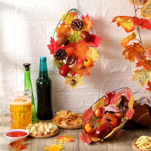 6 Pcs Fall Football Decorations 12 Inch Metal Wreath Frame for Sports Party DIY