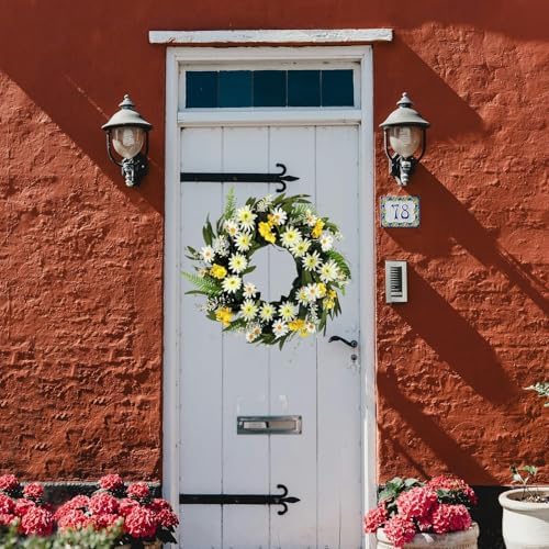 Spring Wreath for Front Door 20 Inch Artificial Daisy Flower Decor