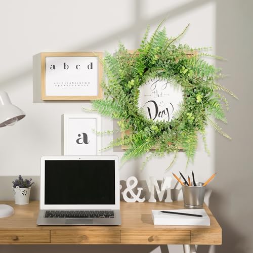 26 Inch Handmade Green Fern Wreath for Front Door Decoration