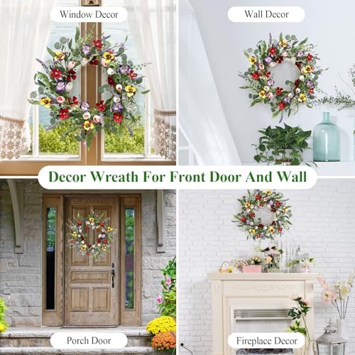 Huashen 22 Inch Summer Wreath for Front Door