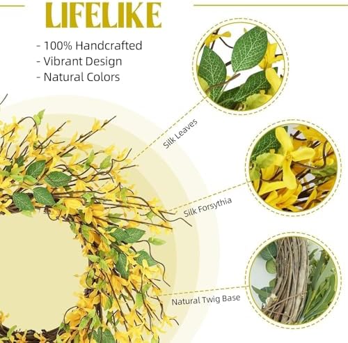 Hometrance 20 Inch Spring Wreath with Yellow Flowers