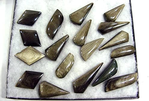 Mexican Gold Sheen Obsidian Lapidary Gem Stones 18 Pieces